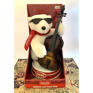 Coca-Cola Musical Polar Bear Jazz Band Bass Player Christmas Decor Music